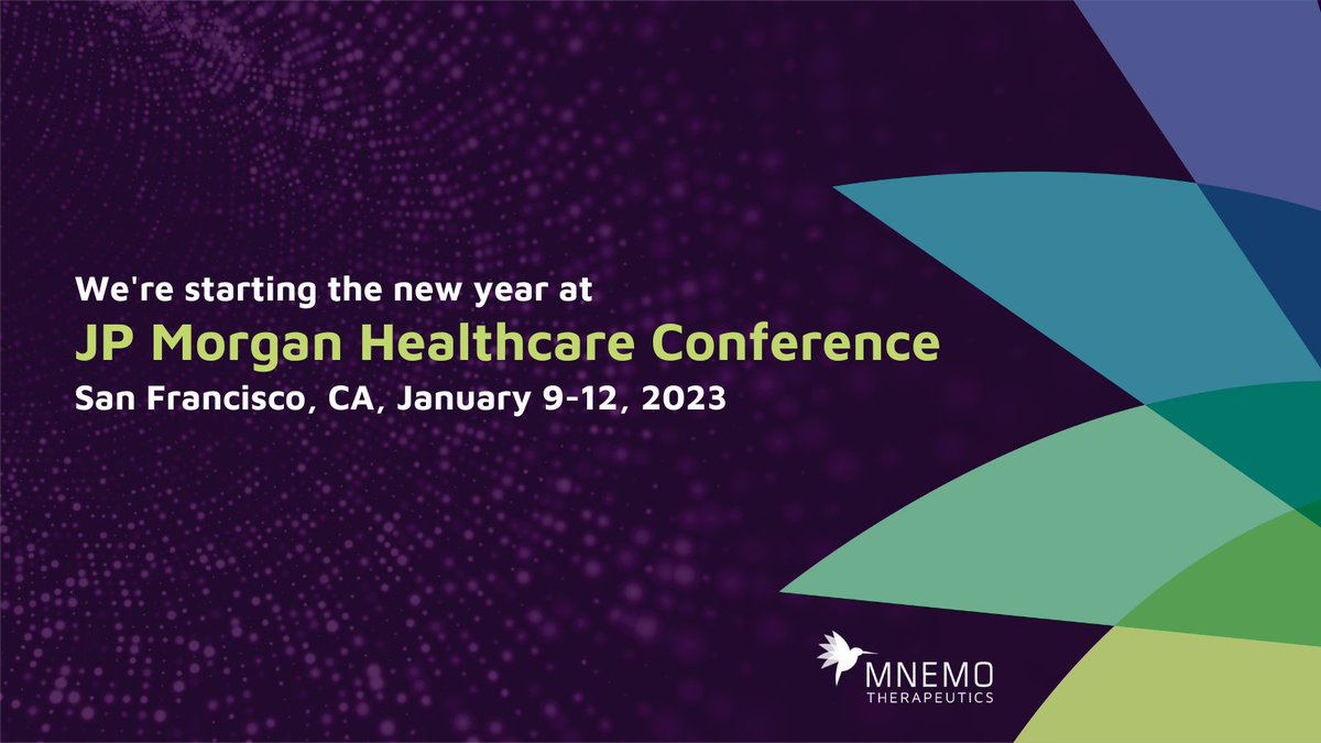MnemoTx's tweet photo. Several members of the Mnemo leadership team are attending this year’s #JPMorgan Healthcare Conference. We’re looking forward to connecting with fellow global industry leaders and investors, and hope to see you there #JPM23. https://t.co/Li4GD2IvpH
