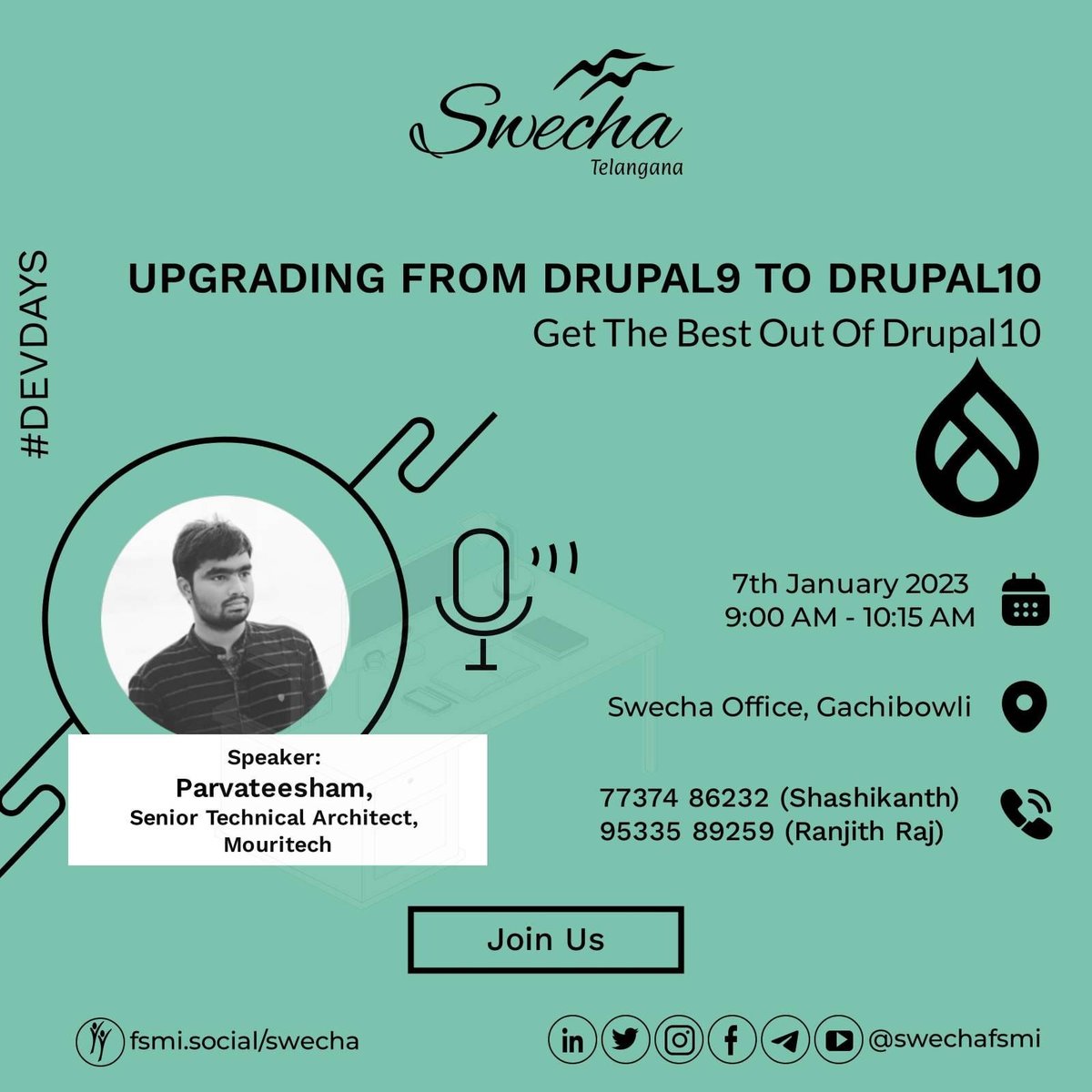paru_523's tweet image. I am so excited to present session called "D9 to D10 upgrade process with Live Demo in person at Drupal community Hyderabad monthly meet-up. Tomorrow at 9:30 AM IST.
#Drupal #drupalmigration #opensource
