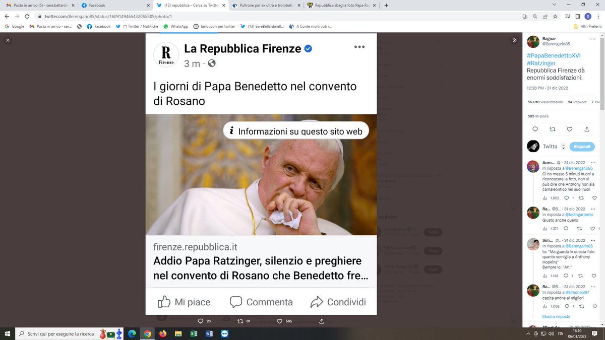 serebellardinel's tweet photo. Repubblica pubblica la foto di Papa Antony Hopkins in occasione della morte di Papa #Ratzinger ! Solo #Repubblica poteva arrivare a tanto!!!! https://t.co/J0SKsNcJRL