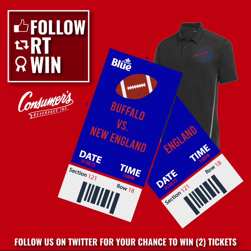 ConsumersBeer's tweet image. Giveaway (2) tickets to Sunday's football game + (1) Labatt Blue &amp;amp; "Buffalo's football team" branded polo. 

*(The JA logo drawing on the shirt is for picture purposes only)*

Rules: Follow us, retweet this post, winner will be picked and messaged Saturday, Jan 7th, 2023 @ noon!