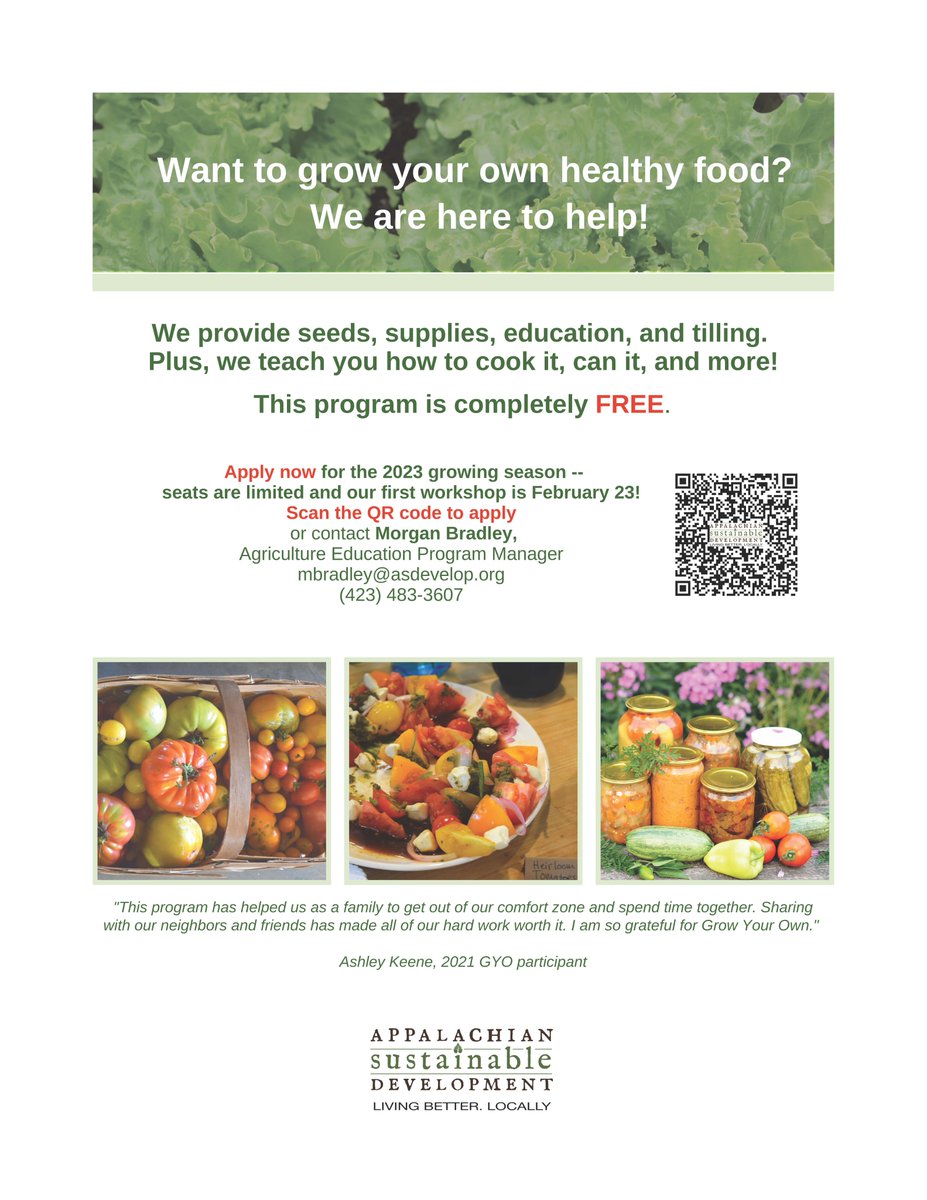 It's never been easier to apply and space is limited so click the QR code today! #livingbetterlocally #growyourown #foodaccess