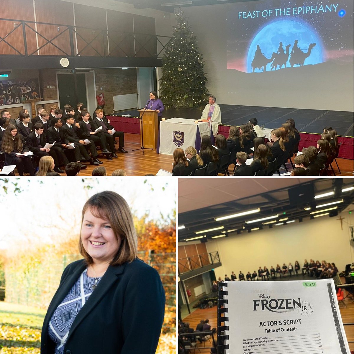 AllHallowsCHS's tweet photo. We’ve only been back 4 days but we are back in full swing, welcoming our new Headteacher Mrs Cooper, rehearsing for Frozen the Musical, and today we celebrated our Epiphany Mass with Bishop Tom Neylon. All this alongside the inspiring lessons delivered every day. #allhallows 🟣🟢 https://t.co/lKC2tu4eRM