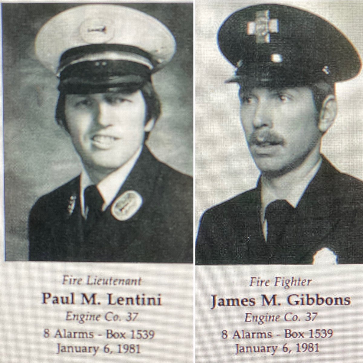 BostonFire's tweet image. It has been 42 years since we tragically lost Lt. Paul Lentini and FF. James Gibbons of Engine 37 , in the Line of Duty at a 8 alarm fire in the Back Bay. May they Rest In Peace and not be forgotten.