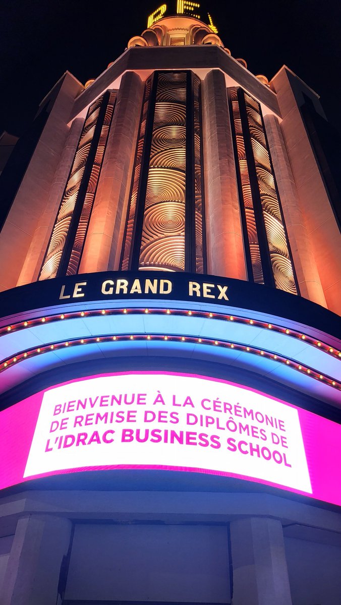 Il y a des jours qui comptent plus que d'autres comme celui de la remise des diplômes de l'<a href="/IDRAC_BS/">IDRAC Business School</a> Paris. 
Je suis très heureux d'avoir pu intervenir lors de cette belle cérémonie dans le cadre prestigieux du <a href="/LeGrandRex/">Le Grand Rex</a>. 
Félicitations aux diplômé(e)s <a href="/IDRAC_BS/">IDRAC Business School</a> Paris 😊