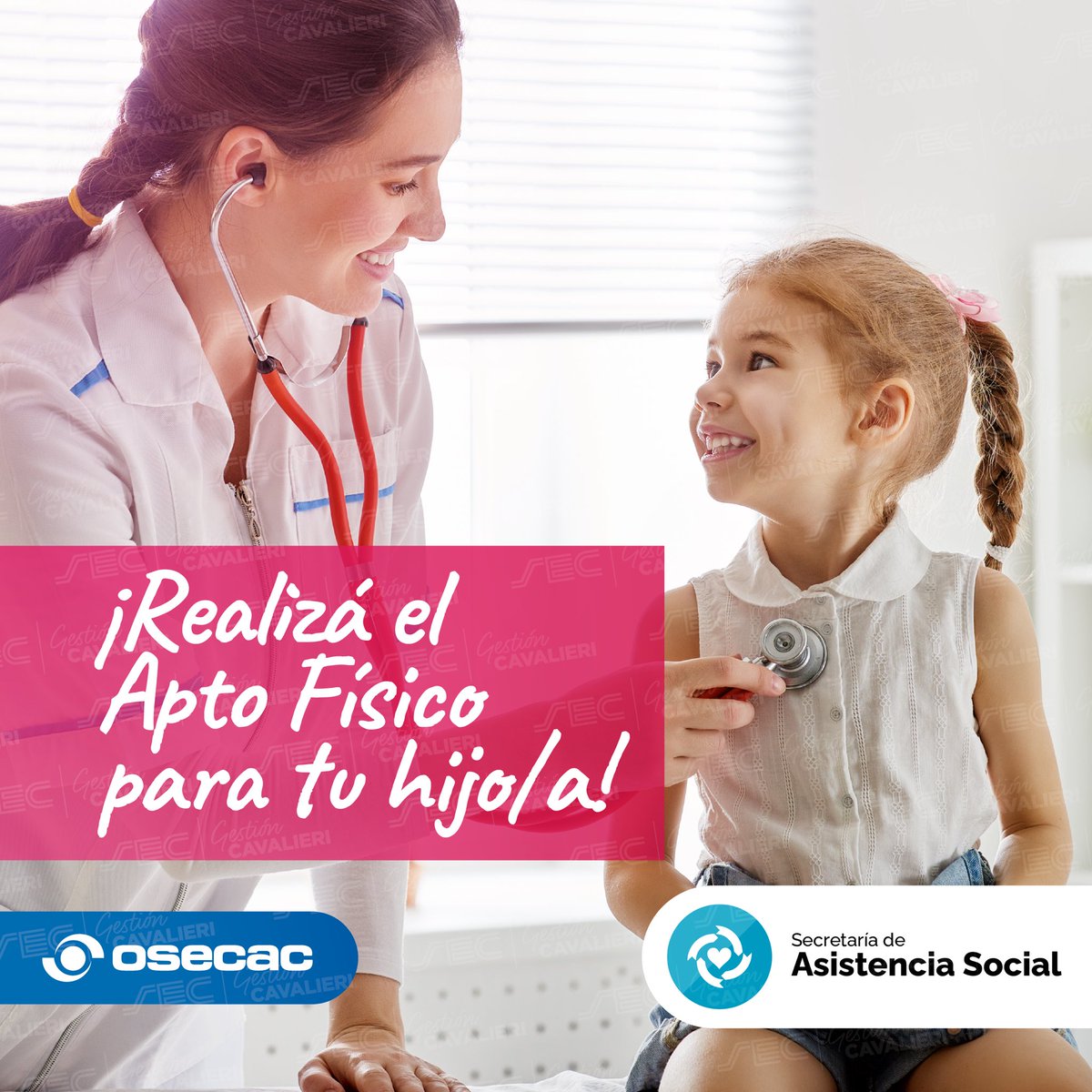 ¡Realizá el apto médico para tu hijo/a!

Únicamente para beneficiarios/as de OSECAC de entre 5 y 14 años

Comunicate al ☎️ 0810-999-0101 para realizar el chequeo en los 📍 Centros Médicos Ambulatorios Jonas Salk Sarandi, Medrano, Flores o Lacroze

+INFO osecac.org.ar/Novedades/apto…