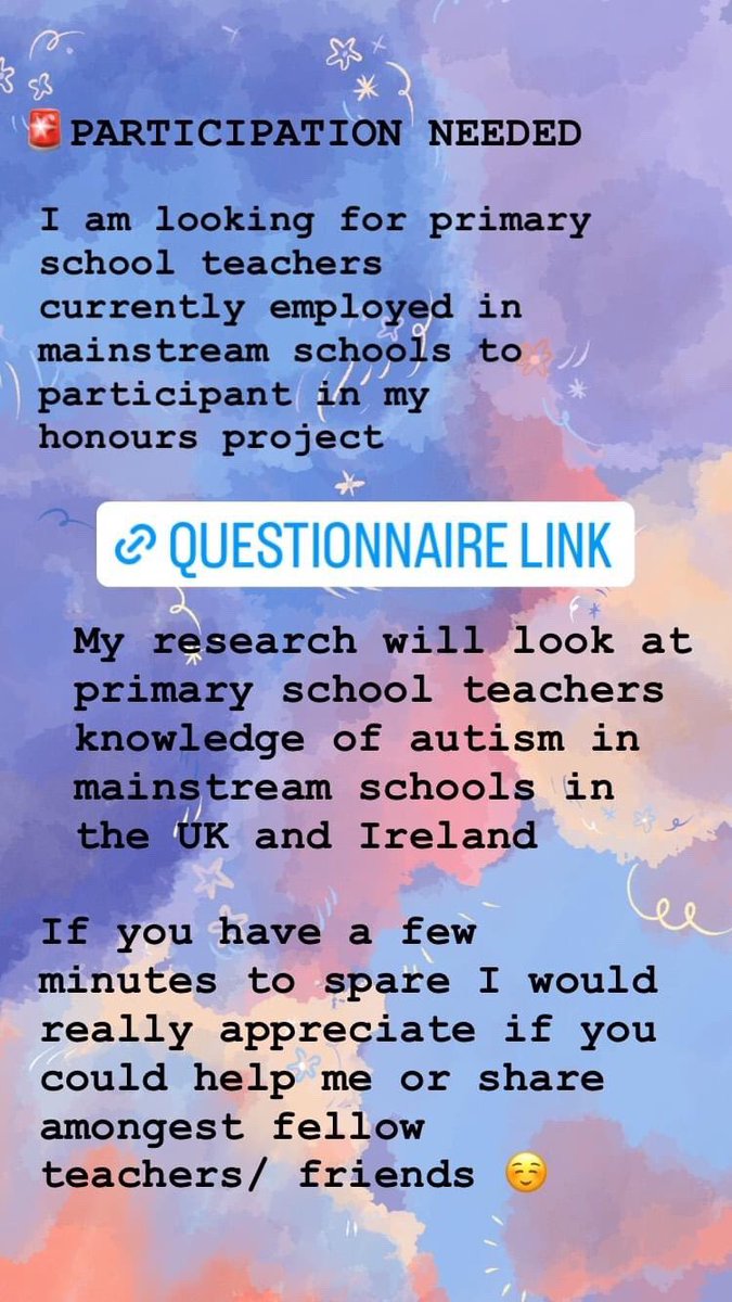 qmusltsociety's tweet photo. 🚨PARTICIPATION NEEDED

If you could spare a few minutes to fill this questionnaire in or share it with your teacher friends/family I would really appreciate it ❤️ 

-Lisa QMU SLT Society Social Media Ambassador 

https://t.co/PLJPa5mwhj https://t.co/7Y3W93O2gU