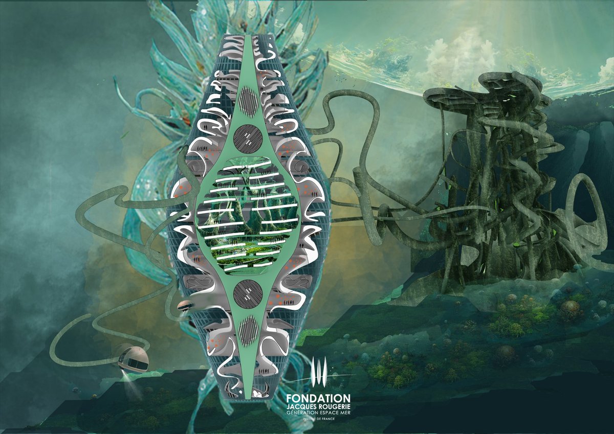 FondationJR's tweet photo. ✨JOUR 4 : LE PRIX FOCUS INTERNATIONAL 2022 DU CONCOURS D’ARCHITECTURE &amp; D’INNOVATION POUR LA MER DANS LA CATÉGORIE « UN CENTRE DE LA MER » ✨

Projet Sea Morphosis imaginé et créé par Dina Elmatboli, Cinny Zhao et Tanh Pham étudiantes américaines en architecture. 
#architecture https://t.co/YtGQJDDBh6