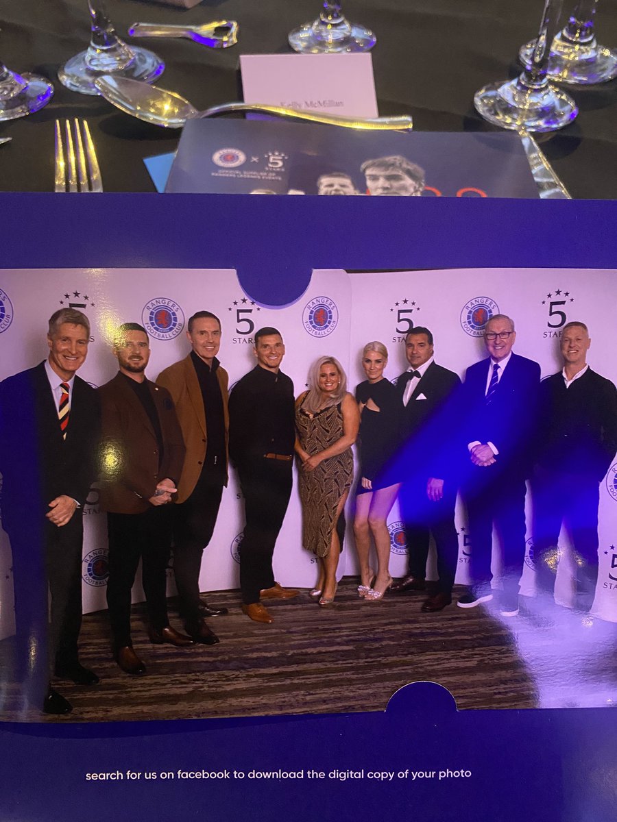 KellyMc1401's tweet photo. Great night at the captains dinner! Thank you to five stars for giving us the tickets. Was a pleasure 💙⚽️🥂 #Rangers #legends #captainsdinner #rfc https://t.co/ah9HtnS5X0