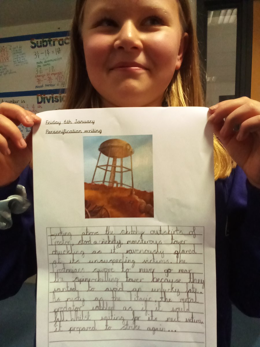 GCPYEAR6's tweet image. As part of our work on The  Watertower by Gary Crew, we have been working on using personification and creating an atmosphere. Here are some examples of our writing. #TheWatertower #bookstudy #gcpliteracy @PrimaryGreat