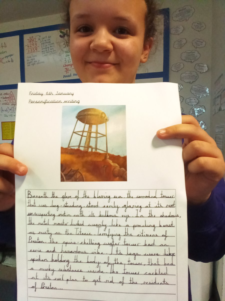 As part of our work on The  Watertower by Gary Crew, we have been working on using personification and creating an atmosphere. Here are some examples of our writing. #TheWatertower #bookstudy #gcpliteracy @PrimaryGreat