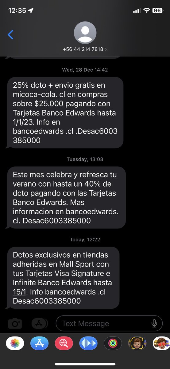 msuarez_s's tweet photo. ⁦@BancoEdwards⁩ por favor les pido me dejen de mandar SMS con descuentos. No estoy interesado. https://t.co/O7XkiYKbHF