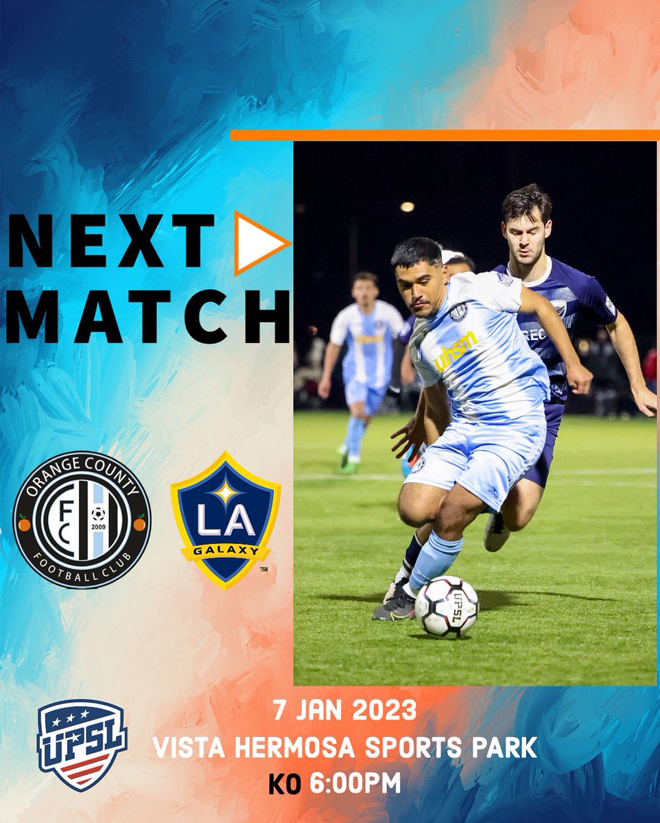 NEXT MATCH - This Saturday night we host <a href="/lagalaxyacademy/">LA Galaxy Academy</a> in the <a href="/upslsoccer/">UPSL</a> National Rd of 32. 

🏟 Vista Hermosa Sports Park in San Clemente CA
⏰ 6:00 PM Kickoff