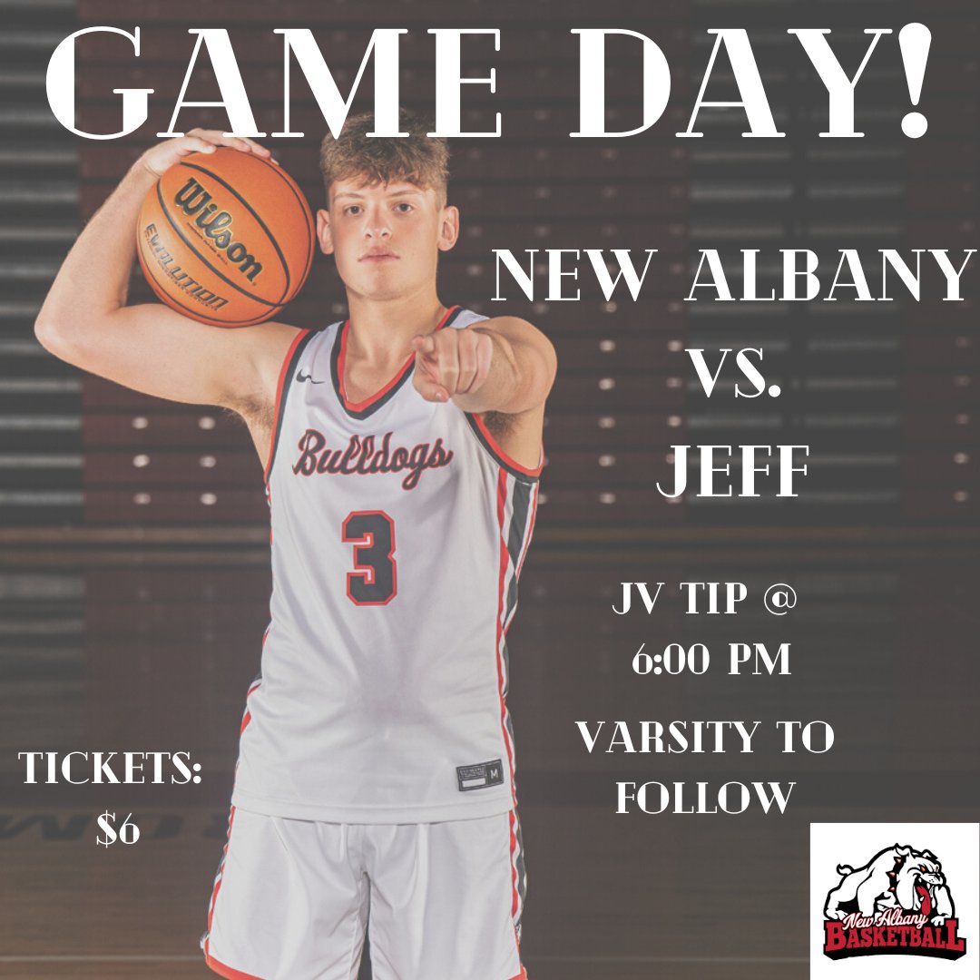 NewAlbanyHoops's tweet image. 🔴GAME DAY!!!!⚫

The Bulldogs travel to conference opponent, Jeffersonville, for a rivalry matchup against the Red Devils! JV tip off at 6pm and the varsity to follow! 

#GoDogs