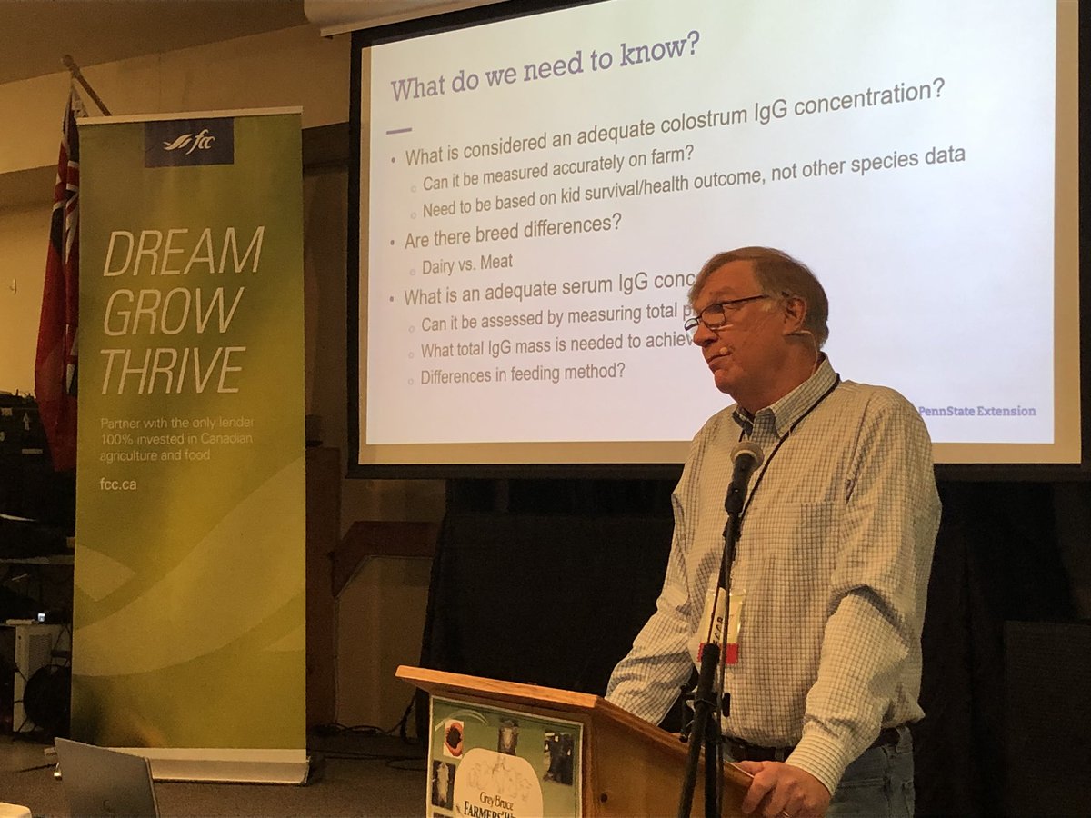 Dr. Robert Van Saun said studies on colostrum show variability, particularly between meat and dairy goats with dairy goats showing a lower IgG concentration due to greater dilution @GBFarmersWeek @farmtario #gbfw23 #goatAg #GOAT