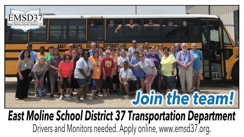 Employment opportunities in the EMSD Transportation Department. 
Apply here: applitrack.com/emsd37/onlinea…