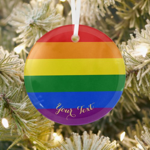 LGBT Lesbian Gay Pride Rainbow Flag DIY Christmas Glass Ornament zazzle.com/lgbt_lesbian_g… #ChristmasOrnaments #StockingStuffer #keepsake