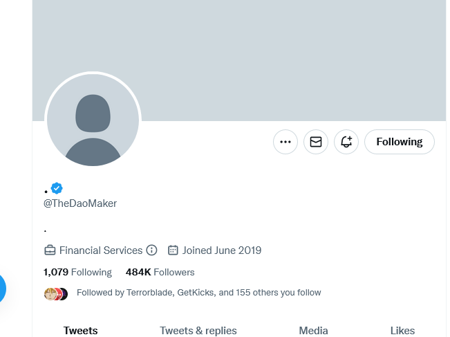 bitpreneur5's tweet image. Wondering what happened to @TheDaoMaker account! Got hacked? Suspended and restored? #TheDaoMaker