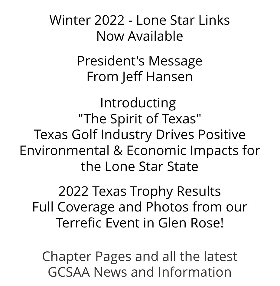 Lone Star GCSA (@lsgcsa) on Twitter photo LSGCSA Lone Star Links
Winter Issue Available!
Click here to view and
download PDF version: ow.ly/vCws50Mk3lb
Click here to view the issue online
ow.ly/aSwO50Mk3la LSGCSA Lone Star Links
Winter Issue Available!
Click here to view and
download PDF version: ow.ly/vCws50Mk3lb
Click here to view the issue online
ow.ly/aSwO50Mk3la
