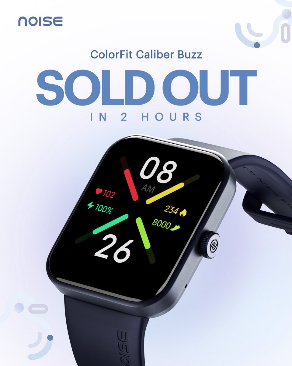 gonoise's tweet photo. We have done it yet again!
Thank you Noisemakers for this overwhelming response to our ColorFit Caliber Buzz.
Stay tuned to our website for the re-stock update.
#Noise #ColorFitCaliberBuzz #SyncedForComfort #NoiseSmartwatch https://t.co/py83PHy954