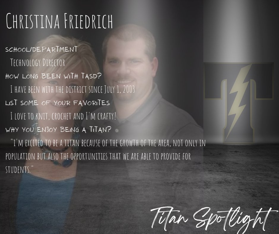 Meet the Team - Titan Spotlight 

We would like to highlight our amazing Titan Staff! Each week we randomly select team members to share a little bit about themselves. 

Check out this week's Titan Spotlights! 

#TitanPride 