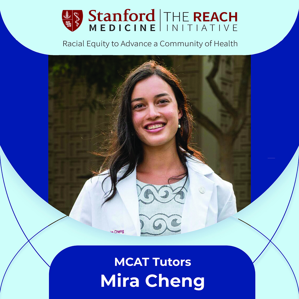 StanfordReach's tweet photo. Meet REACH #MCATTutor Mira Cheng, a second-year at @Stanford.Med. Mira is passionate about #globalchildhealth, #epidemiology, #bioethics, and science communications. She hopes to one day practice as a community pediatrician, integrating clinical work and research. https://t.co/QU0S3ZBwEG
