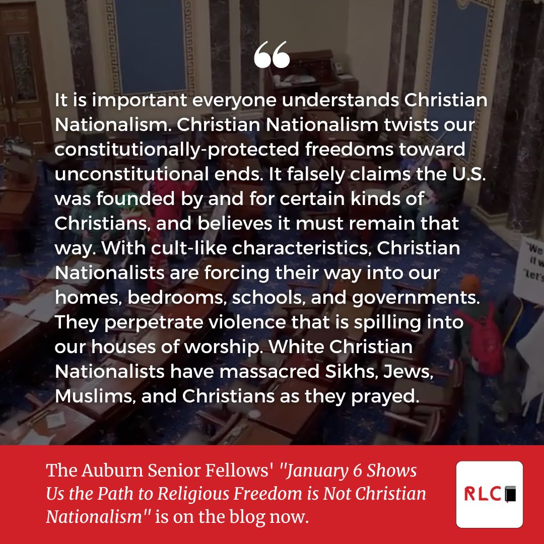 From Auburn Senior Fellows: "#ChristianNationalism is not Christian &amp; is a violent, divisive problem for us all"  @AuburnSeminary <a href="/RevJacquiLewis/">Rev. Dr. Jacqui Lewis</a> <a href="/sr_simone/">Sr. Simone Campbell</a> @valariekaur <a href="/rabbijilljacobs/">Rabbi Jill Jacobs</a> <a href="/StoshCotler/">Stosh Cotler</a> <a href="/BishopGRobinson/">Gene Robinson</a> @ZenChangeAngel 

On the blog now: redletterchristians.org/january-6-show…