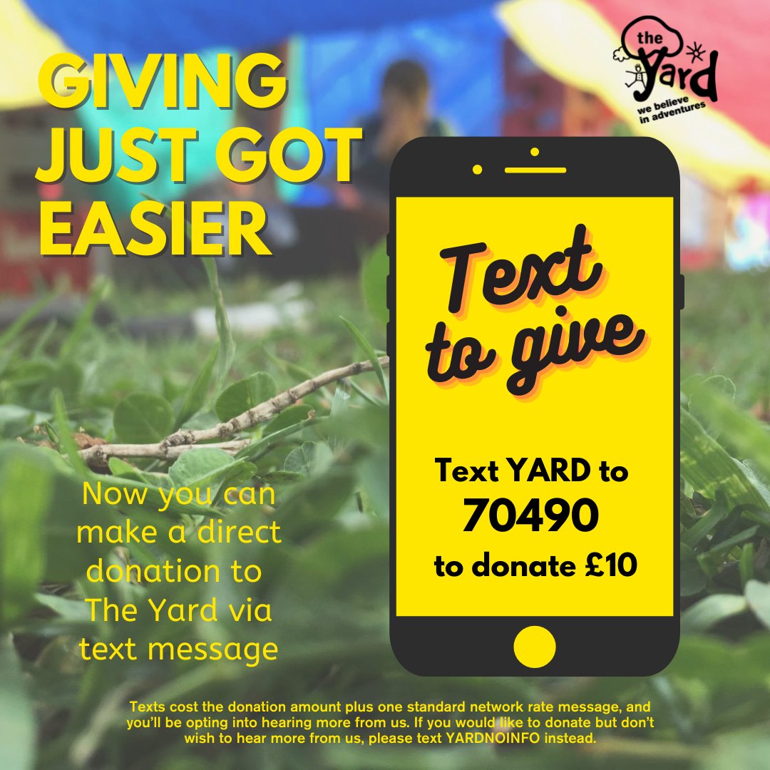 Giving just got easier! 🥳

Text YARD to 70490 to donate £10

Get giving with text to give!

#ScottishCharity #TheYardDundee #TheYardFife #TheYardEdinburgh #Fundraising #TextToGive