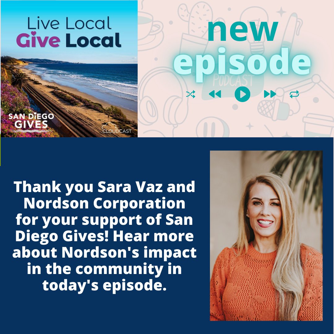 San Diego Gives (@sandiegogives) on Twitter photo Thank you Sara Vaz and <a href="/Nordson_Corp/">Nordson_Corp</a> for your support of San Diego Gives! Hear more about Nordson's impact in the community in today's episode.
sandiegogives.org/giving-events/… Thank you Sara Vaz and <a href="/Nordson_Corp/">Nordson_Corp</a> for your support of San Diego Gives! Hear more about Nordson's impact in the community in today's episode.
sandiegogives.org/giving-events/…