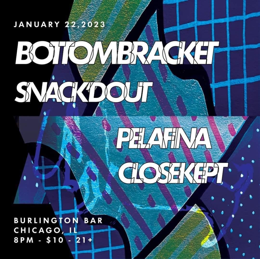 Been a minute (a few minutes, actually), but we’re back at Burlington on Sunday 1/22 with <a href="/btmbrkt/">Bottom Bracket</a> @closekeptband and Snack’d Out!