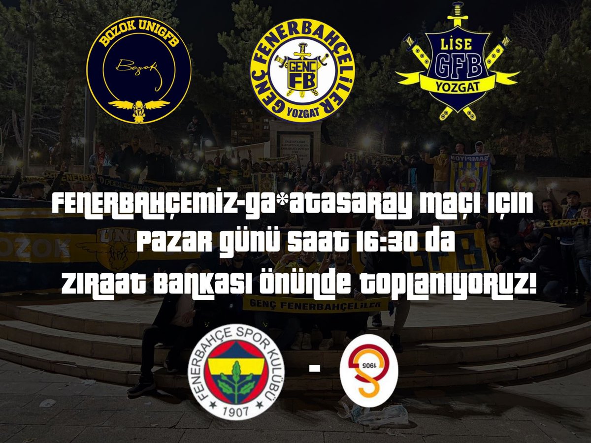 GFB_YOZGAT's tweet photo. ÜZERİNDE Kİ FORMA BİN ORDUYA BEDEL! @Fenerbahce
“Barış isteniyorsa en büyük destekçisi, savaş isteniyorsa en korkulması gerekenleriz.”
📍 Ziraat Bankası Önü
🕣 16:30
📽️ Biyer Game Center
Emeğimizin adı, ŞANLI FENERBAHÇE!
#GFB66 https://t.co/t2c4GWX3CZ