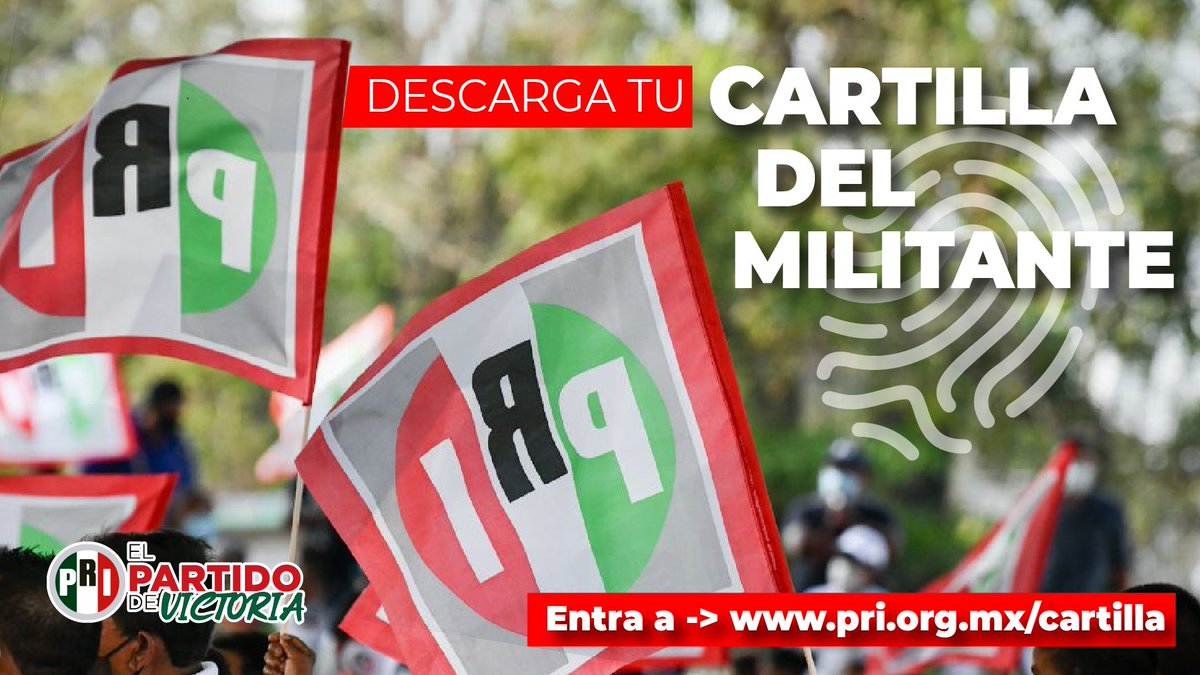 ¡Vamos a mostrar nuestro orgullo revolucionario! Tramita tu Cartilla del Militante entrando a pri.org.mx/cartilla y llenando tus datos. #OrgulloRevolucionario 🇲🇽