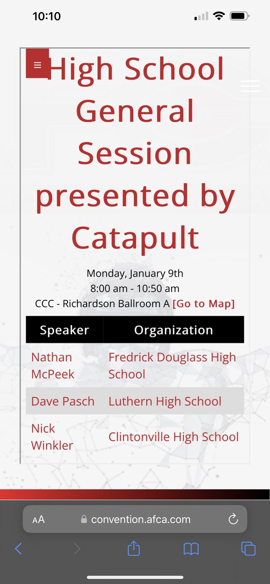 coachnatemcpeek's tweet photo. Really honored to be speaking for the High School General Session sponsored by @catapultsports @WeAreAFCA Monday morning about our @FDouglassFB program. I’ve listened to some great coaches over the years at this convention. I appreciate @CoachMarioPrice asking! https://t.co/Fh0BrevOPW