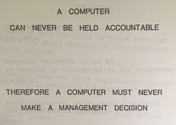 IBM training document from the 1970s: