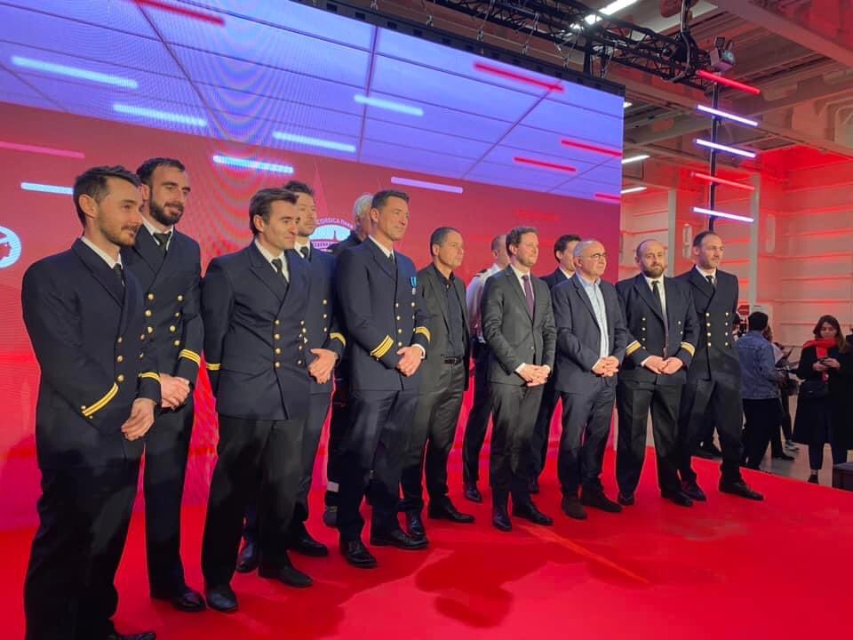 lacaradec's tweet photo. #Marseille Ce matin inauguration du premier bateau au Gaz Naturel Liquéfié de @CorsicaLinea "À Galeotta". Une exemplarité à souligner de la part de cette société qui n’a que 7 ans d’existence.👏#EscaleZeroFumee https://t.co/OULh300ceE