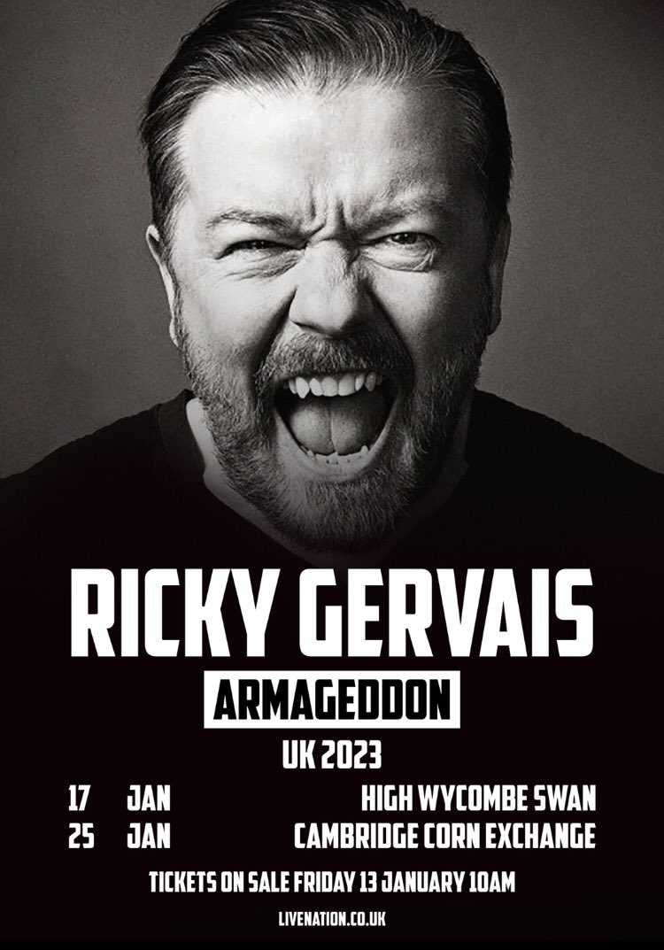 Ricky Gervais on Twitter: "I’m squeezing in a couple more little gigs