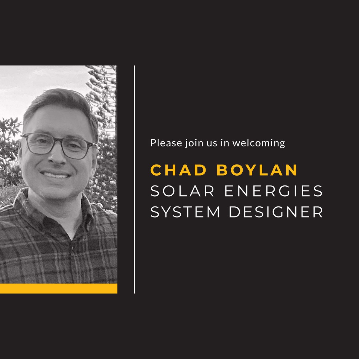 unicosolar's tweet photo. Welcome to the Unico Solar team, Chad Boylan! Chad joins us as a Solar Energies System Designer and brings 18 years of experience in the energy industry. He will make a fantastic addition to the team! https://t.co/nU4rtEIPId