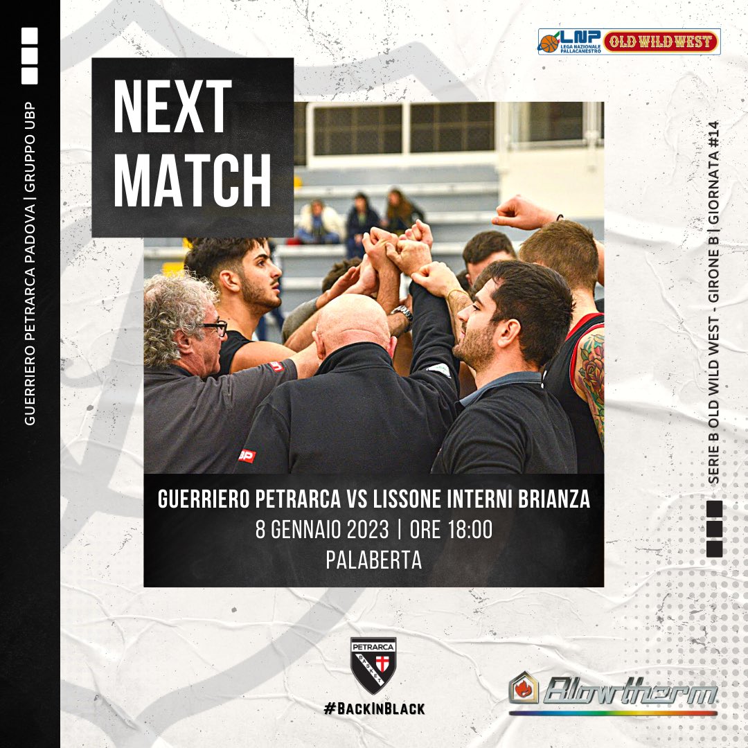 La prima del nuovo anno. 
La prima del nuovo anno al PalaBerta. 
La penultima del girone d’andata. ☝️

🏆 <a href="/LNPSOCIAL/">Lega Nazionale Pall</a> 
🗓 8 gennaio 2023
🕕 18:00
🏟 PalaBerta | Montegrotto Terme
🆚 Brianza Casa Basket 

#WeAreBack #BackInBlack #DNAGuerriero #UBPgroup
