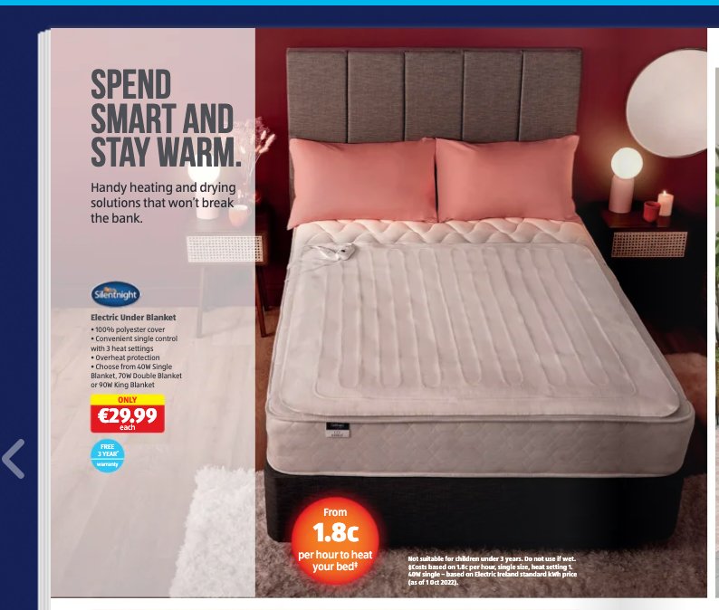 FibromyalgiaIre's tweet photo. Reminder - This electric under blanket will be available from @aldi_ireland from Sunday, 8th Jan. 

#Fibromyalgia #ChronicPain https://t.co/8NgnrJLk20