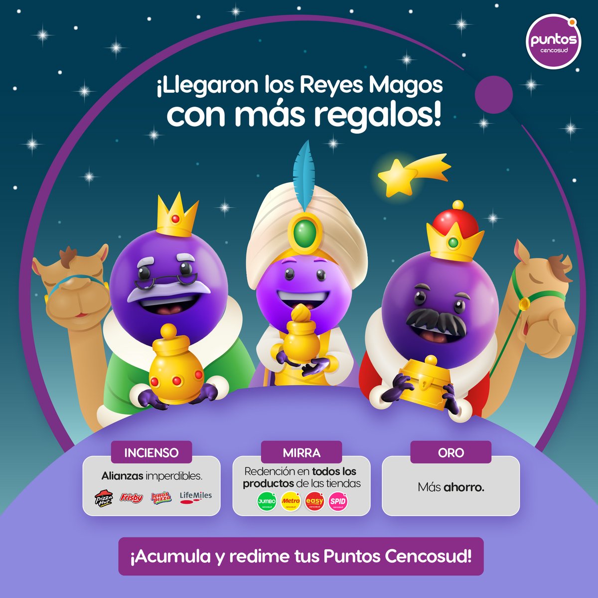 PuntosCencosudC's tweet photo. ¡Los reyes magos llegaron a Puntos Cencosud! 🤩 Aprovecha los beneficios que tenemos para ti, más ahorro, alianzas imperdibles y redención en todos los productos de nuestras tiendas. 🙌

Si no estás inscrito ¡Qué esperas!

#PuntosParaTodo #PuntosCencosud #Redimir #6DeReyes https://t.co/lrnLZABgA3