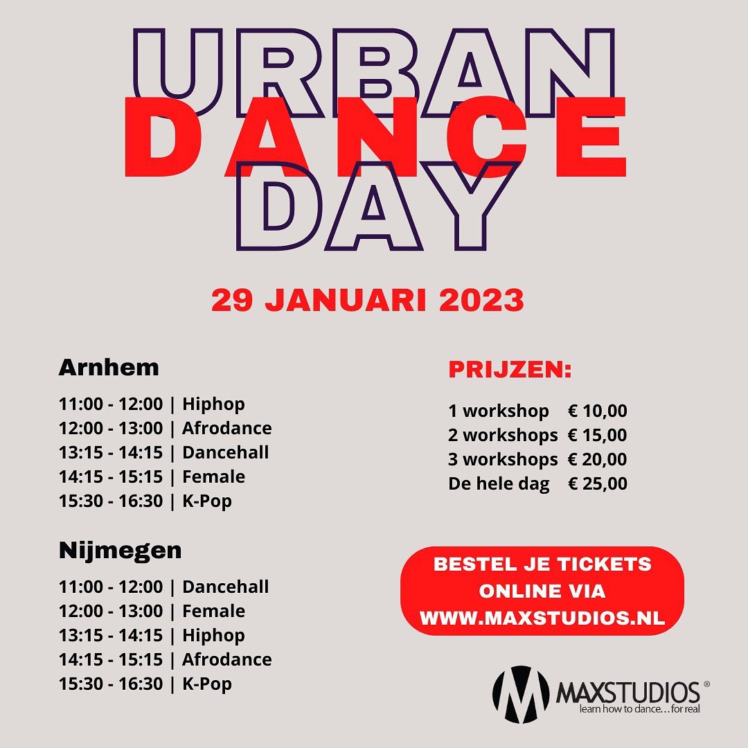 Max__Studios's tweet photo. SAVE THE DATE!

Meer info?

Ga nu naar: https://t.co/BJq21CBEmW

#urbandanceday #dansschool #maxstudios #arnhem #nijmegen #hiphop #female #feminine #dancehall #kpop #afrodance #savethedate #komopmetdiegoedevoornemens https://t.co/LNIa7A7IfE