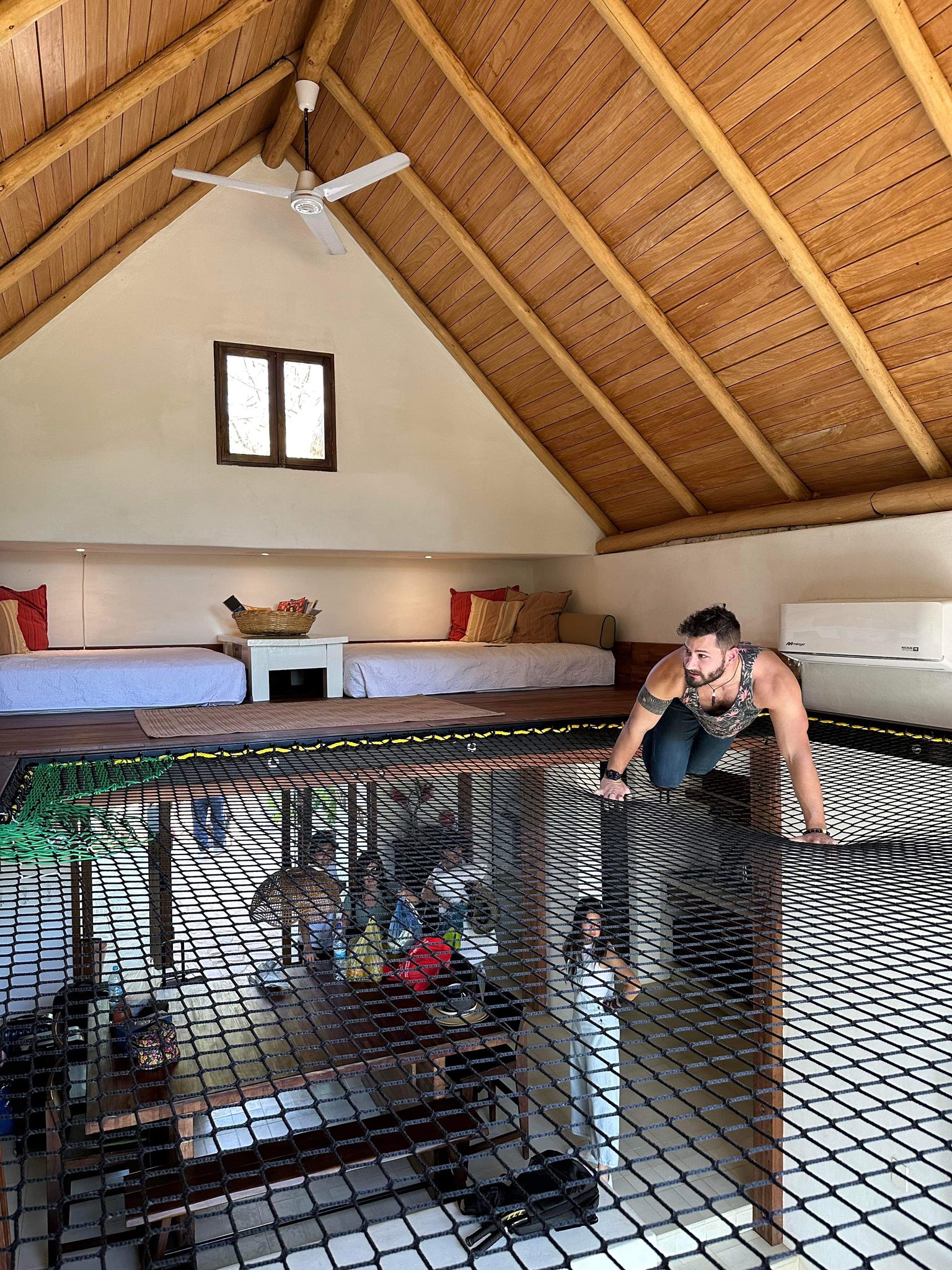 Davey Nabes on X: Our airbnb has a little loft to sleep in and giant net  hammock  / X