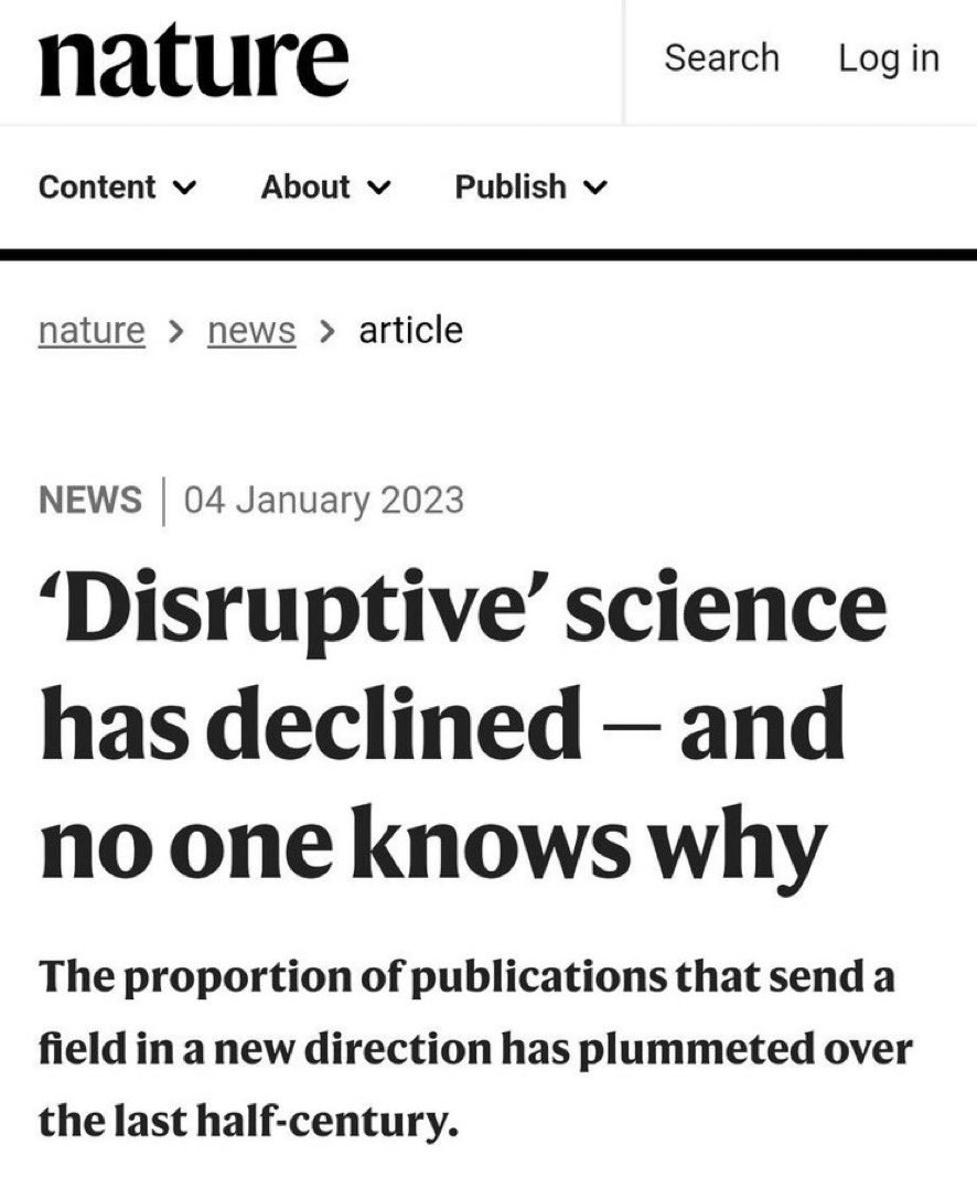 Oh I don't know, maybe because most systems involved with funding/publishing are designed to strip out the joy and creativity until your lab either a) closes, or b) does boring work to 'get by.' My best 'disruptive' ideas have been harshly dismissed at trad funding sources.