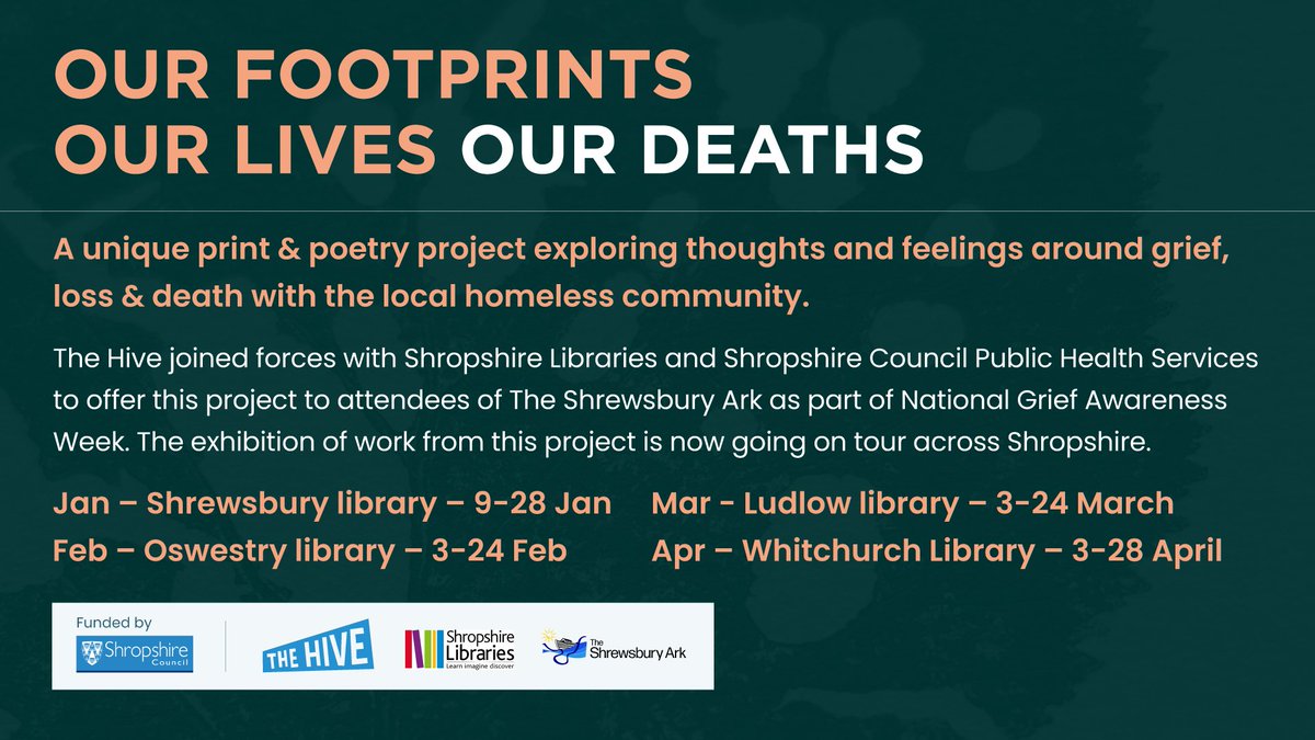 We ran a very special project at the end of last year to mark #NationalGriefAwareness week. A lot of incredible and very poignant work was made during the workshops, and the exhibition of work made is now going on tour across #Shropshire Libraries.