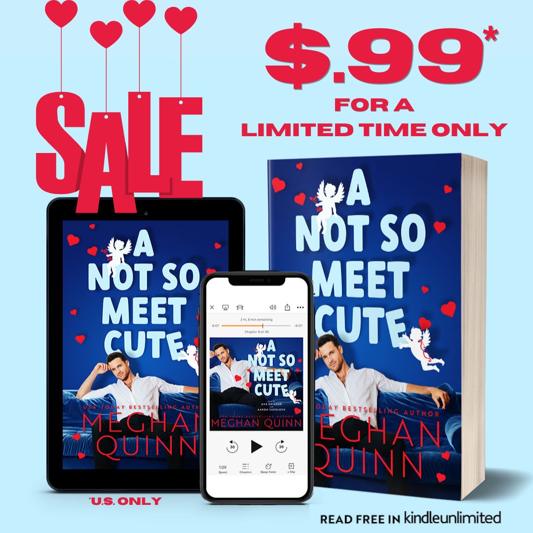 ❤️ A NOT SO MEET CUTE LIMITED TIME SALE ❤️ A NOT SO MEET CUTE by USA Today bestselling author <a href="/AuthorMegQuinn/">Meghan Quinn</a> is on sale for $.99 in eBook (US ONLY) for three days!  Grab this sexy, witty, and hilarious RomCom today! mybook.to/anotsomeetcute  #bookrec #ckprpromo #booksale