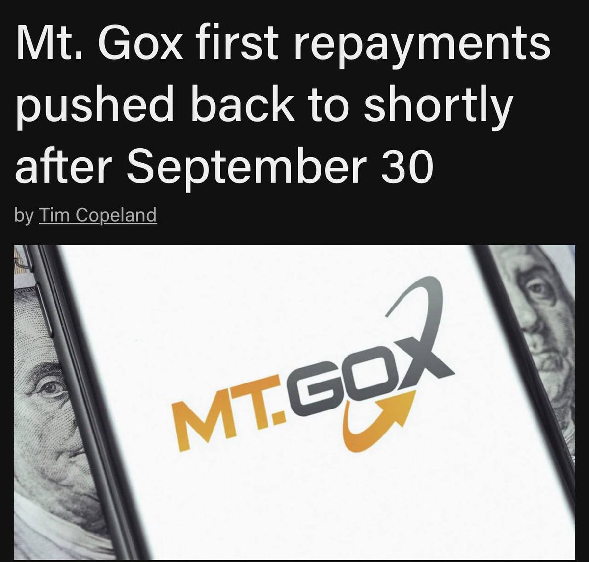 🔥Các nạn nhân của sàn MT. GOX Họ cũng sẽ phải đợi thêm hai tháng nữa để nhận được đợt hoàn trả đầu tiên. Lùi ngày lại đến ngày 30 tháng 9

Họ sẽ có thêm hai tháng để cung cấp thông tin chi tiết để nhận lại số tiền.
