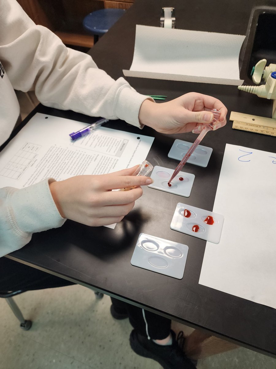 FortCalhounSci's tweet photo. Physiology students confirming blood types with synthetic samples.  #agglutination #antibodies #ABO https://t.co/KhxDfO1oqD
