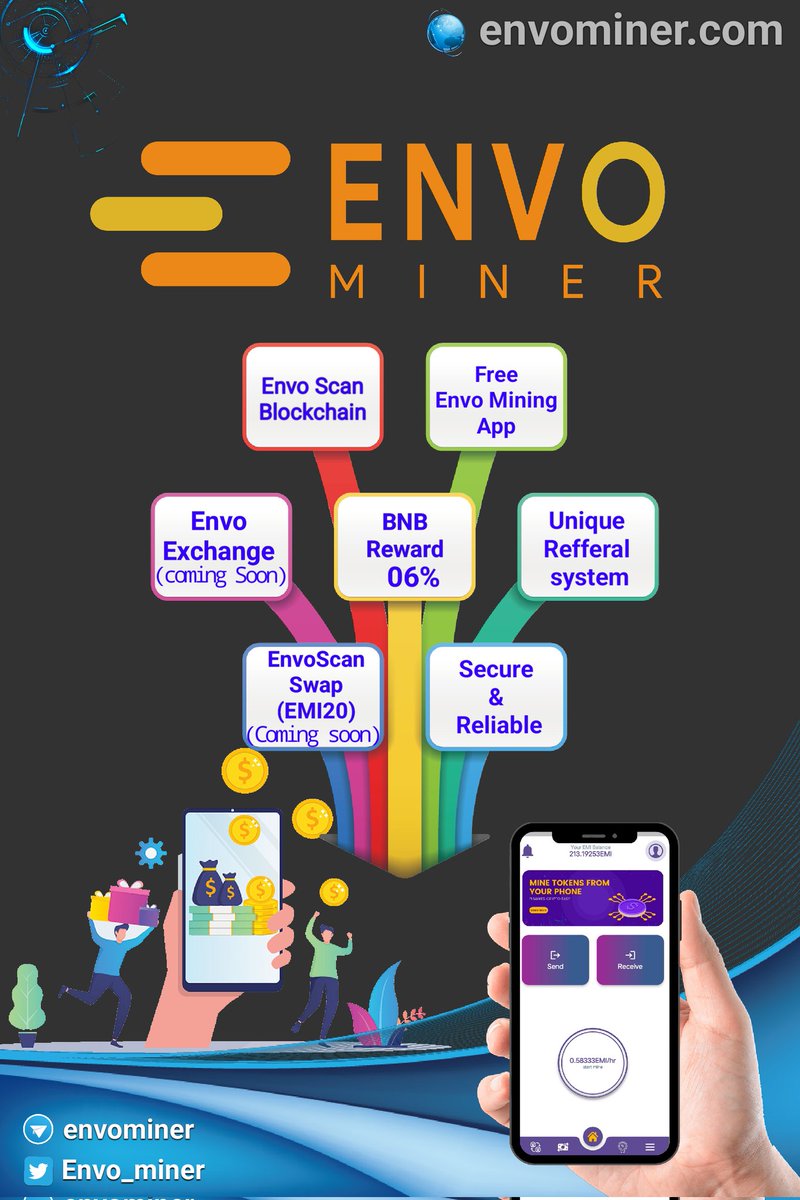 EnvoMiners's tweet photo. #ENVO ECOSYSTEM-
โ
#EnvoscanSwap (#EMI20)
โ
Bridge
โ
#EnvoScan Blockchain (POA)
โ
#EnvoExchange
โ
#EnvoShorts - Short Video Social Media App
โ
#EnvoEcommerce - A Shopping Platform
โ
#Envominer โ APP LINK-๐
https://t.co/t55BSykewu
๐Know More-๐
https://t.co/ypXROY4nF0 https://t.co/Bsjz5mwNPK