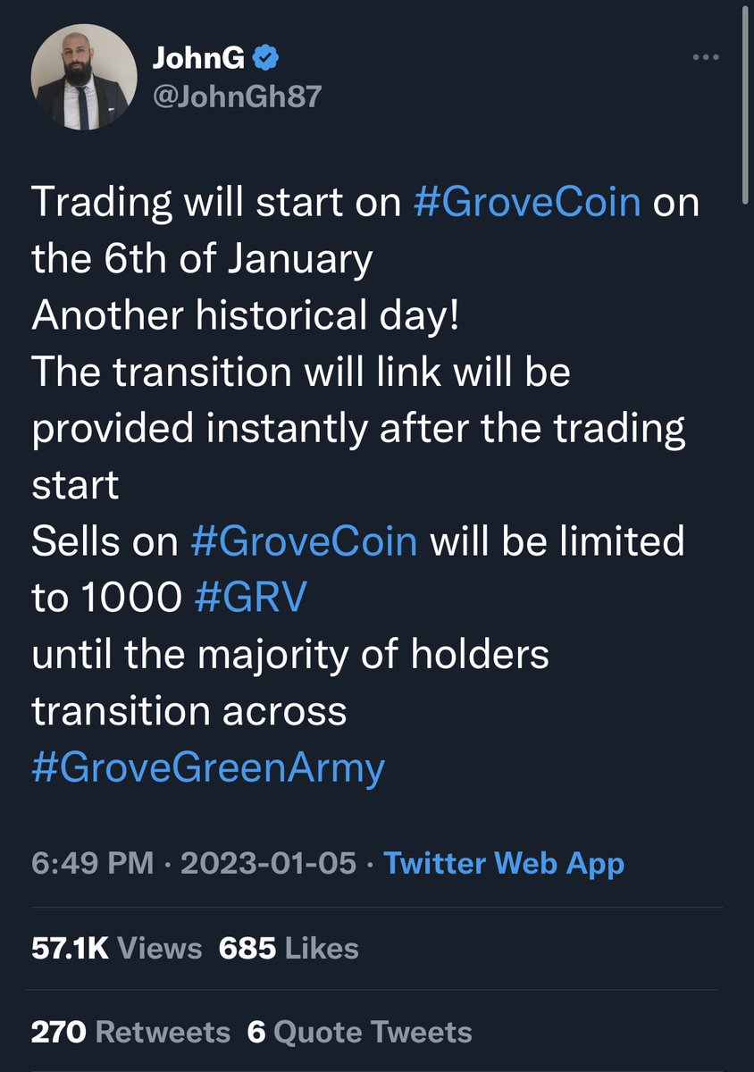 thestocks7889's tweet photo. $GRV #GRV #GVR #GroveToken #GroveExchange #GroveWallet #GroveKeeper #GroveX #GroveC #NewEra #GroveGreenArmy #Crypto #BNBย ย #ETH #BTC #SAFEMOON #BabyDogeArmy #SHIBARMY
Itโs launch day! ๐๐๐
Big exchanges supporting #GroveCoin transition
#GroveSwap also launching! https://t.co/NxzvATyqIV