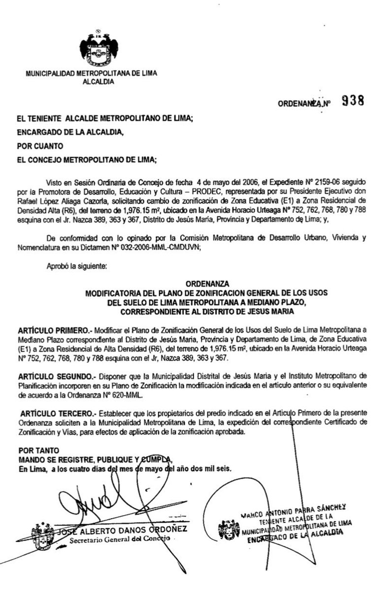 _AguilarVictor's tweet photo. López Aliaga nombra como Secretario General de la @MuniLima a José Alberto Danos Ordoñez, esposo de Patricia Juárez, el mismo que siendo Secretario General de Castañeda el 2006 firmó ordenanza para oficializar un cambio de zonificación a favor de López Aliaga. https://t.co/GI5Kmjordy