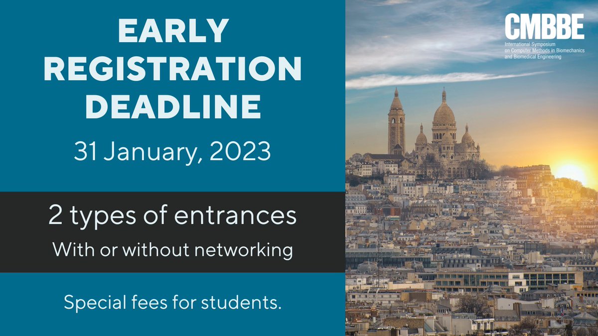 January is the last month when you can make use of the early bird price for the #CMBBE Symposium in Paris. You can choose between 2️⃣ types of entrances - with or without networking activities.
Register before it is too late 👉 zcu.io/1H0L